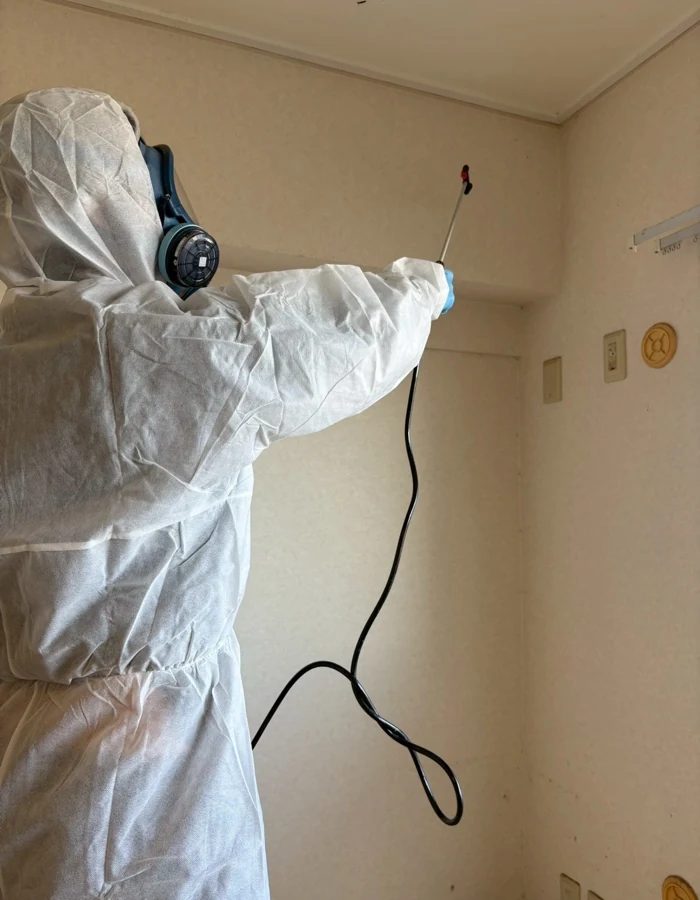 特殊清掃の作業実績:壁面の薬剤噴霧・消毒